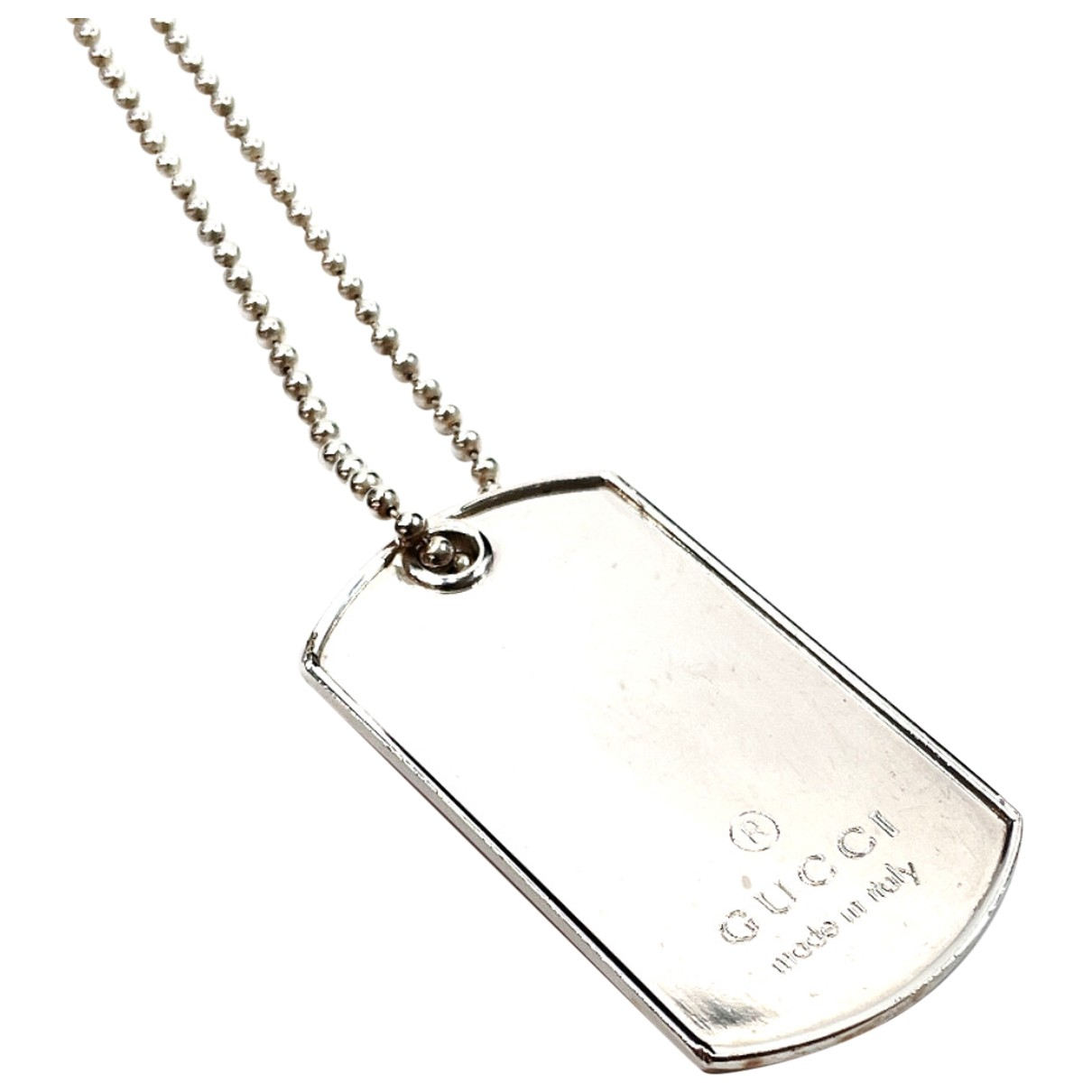 Dog tag silver necklace Gucci Silver in 